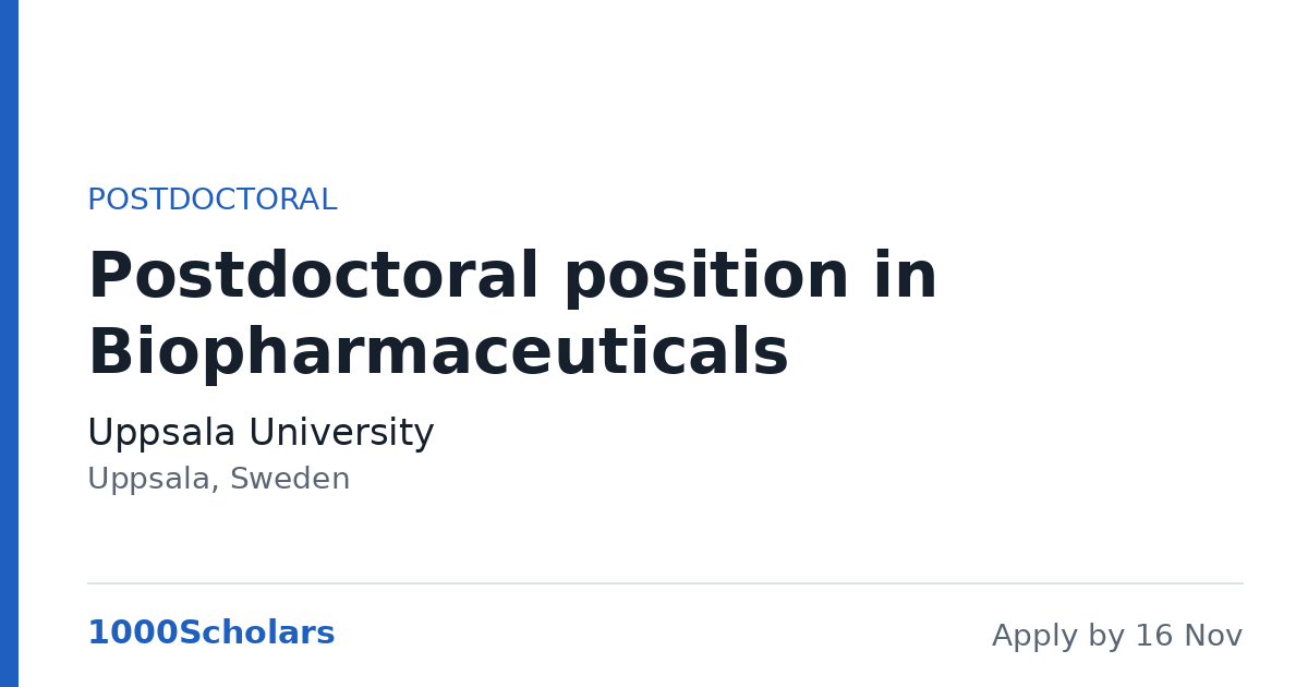 Postdoctoral position in Biopharmaceuticals — Uppsala University ...